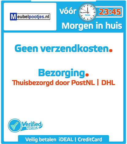 Meubelpootjes.nl - Webwinkel Verified Spinze.nl 3-2021 Webwinkelcentrum Nederland - Winkelinformatie Product Verzendkosten Bezorging Retourneren Veilig Betalen