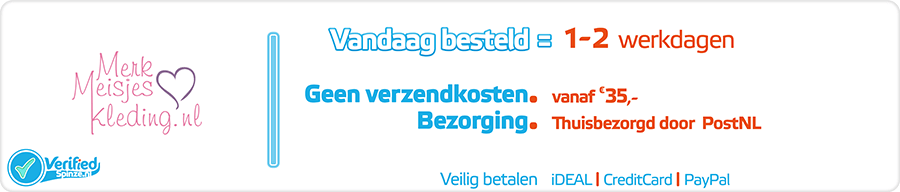 Merkmeisjeskleding.nl - Webwinkel Verified Spinze.nl 8-2020 Webwinkelcentrum Nederland - Winkelinformatie Verzendkosten Bezorging Retourneren Veilig Betalen