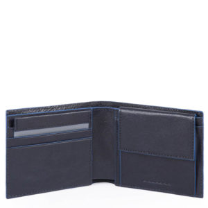 Piquadro Blue Square S Matte Men&apos;s Wallet With Coin Pocket Night Blue ~ Spinze.nl