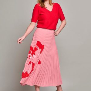 Lilly Plisse Rok Pink/rood ~ Spinze.nl