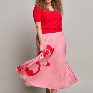 Lilly Plisse Rok Pink/rood Maxi ~ Spinze.nl