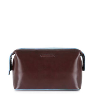Piquadro Blue Square Beauty in Pelle Toiletry Bag Mahogany ~ Spinze.nl