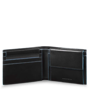 Piquadro Blue Square Men&apos;s Wallet With Coin Case Black ~ Spinze.nl