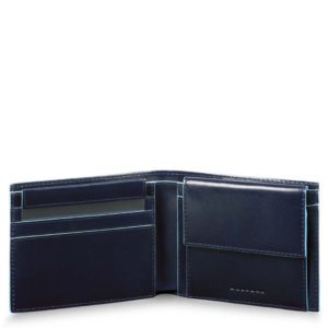 Piquadro Blue Square Men&apos;s Wallet With Coin Case Night Blue ~ Spinze.nl