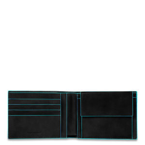 Piquadro Blue Square Men&apos;s Wallet With Coin Pocket Black ~ Spinze.nl