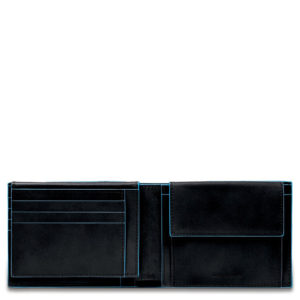 Piquadro Blue Square Men&apos;s Wallet With Flip Up With ID/Coin Pocket Black ~ Spinze.nl