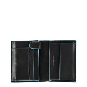 Piquadro Blue Square Vertical Wallet 10 Cards With Coin Case Black ~ Spinze.nl