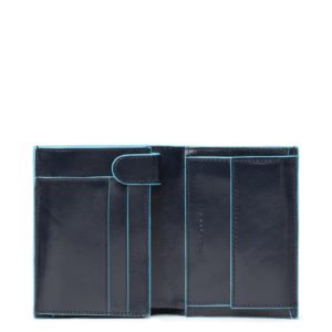 Piquadro Blue Square Vertical Wallet 10 Cards With Coin Case Night Blue ~ Spinze.nl