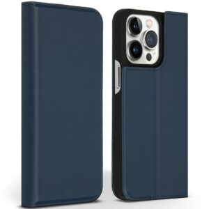 Accezz Premium Leather Slim Book Case voor Apple iPhone 13 Pro Telefoonhoesje Blauw ~ Spinze.nl