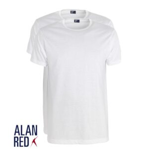 Alan Red 2-pack t-shirts crew-neck Derby wit ~ Spinze.nl