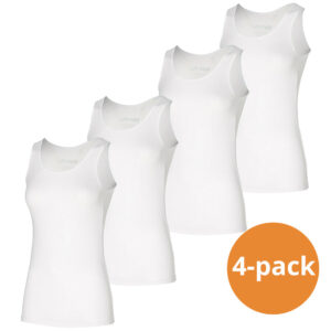 Apollo Singlet Dames Bamboo Wit 4-pack-M ~ Spinze.nl