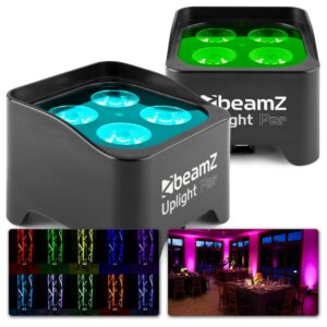 BeamZ BBP90 - Set van 2 uplighters op accu met o.a. 4x 4W LED&apos;s en ~ Spinze.nl