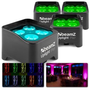BeamZ BBP90 - Set van 4 uplighters op accu met o.a. 4x 4W LED&apos;s en ~ Spinze.nl
