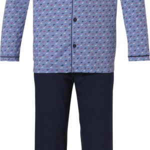 Blauwe doorknoop heren pyjama patroon ~ Spinze.nl