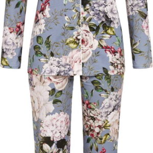 Blauwe doorknoop pyjama prachtige bloemen ~ Spinze.nl