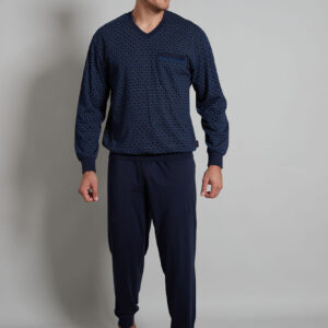 Blauwe geruite pyjama voor heren Götzburg ~ Spinze.nl