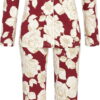 Bordeauxrood doorknoop pyjama witte rozen ~ Spinze.nl