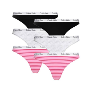 Calvin Klein 6-pack dames strings curve roze/grijs/zwart ~ Spinze.nl