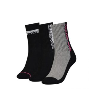 Calvin Klein Dames Sokken Athleisure 3-pack Zwart /Grijs/Roze-One Size (37-41) ~ Spinze.nl
