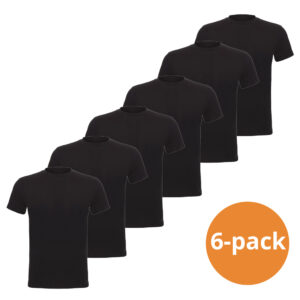 Cavello Basic T-Shirts Zwart Ronde Hals 6-pack-M ~ Spinze.nl