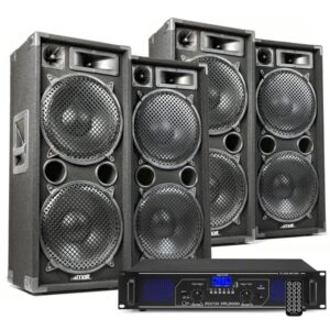 DJ speakerset met 4x MAX212 speakers en Bluetooth versterker 5600W ~ Spinze.nl