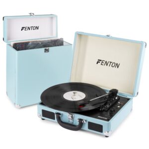Fenton RP115 platenspeler met Bluetooth en bijpassende koffer - Blauw ~ Spinze.nl