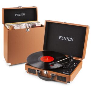Fenton RP115F platenspeler met Bluetooth en bijpassende koffer - Bruin ~ Spinze.nl