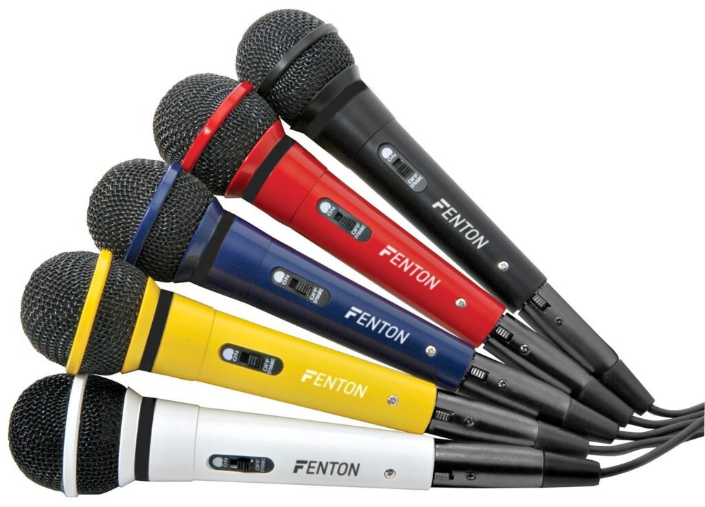 Fenton set van vijf gekleurde microfoons ~ Spinze.nl