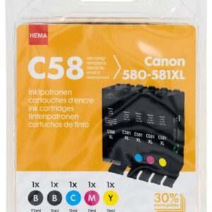 HEMA HEMA Cartridge C58 Voor De Canon 580-581XL Zwart/kleur ~ Spinze.nl