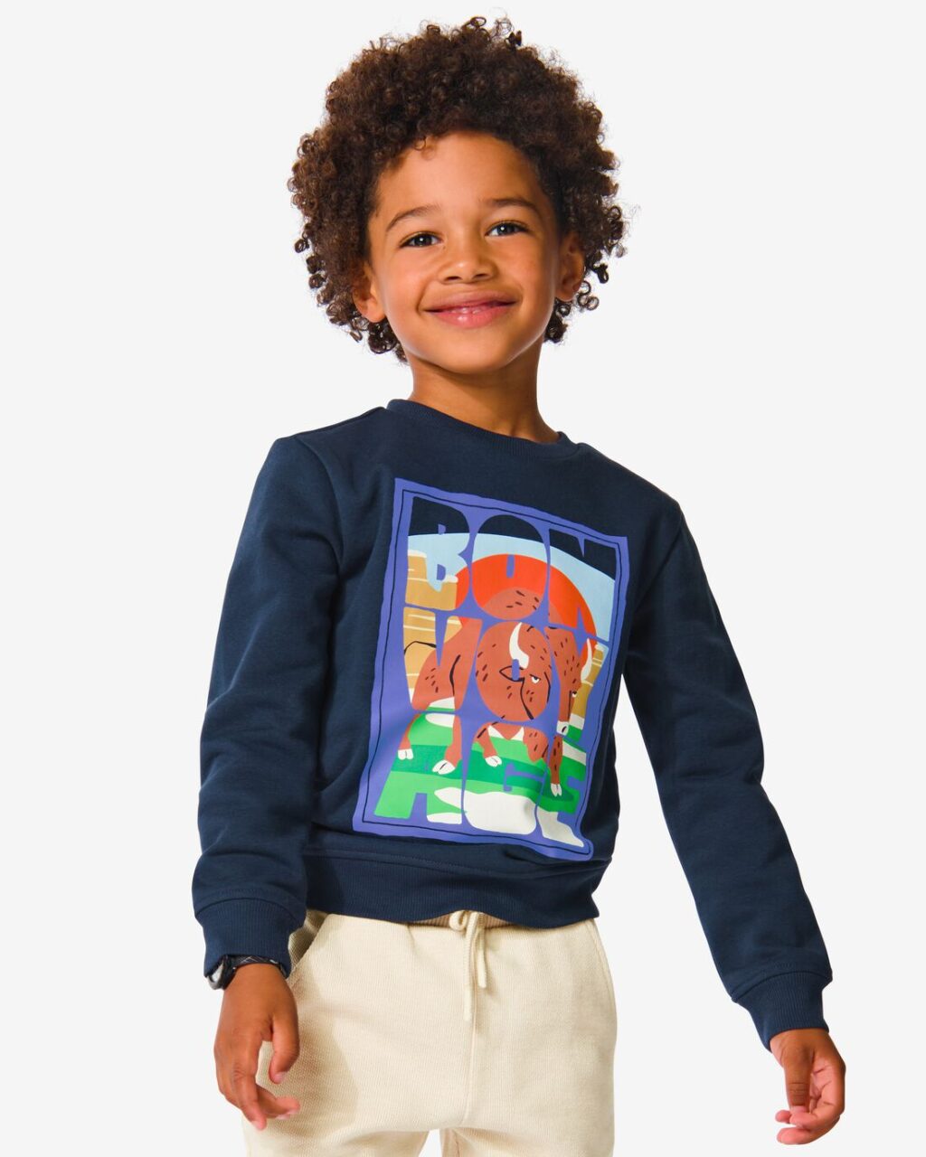 HEMA Kinder Sweater Bonvoyage Donkerblauw (donkerblauw) ~ Spinze.nl