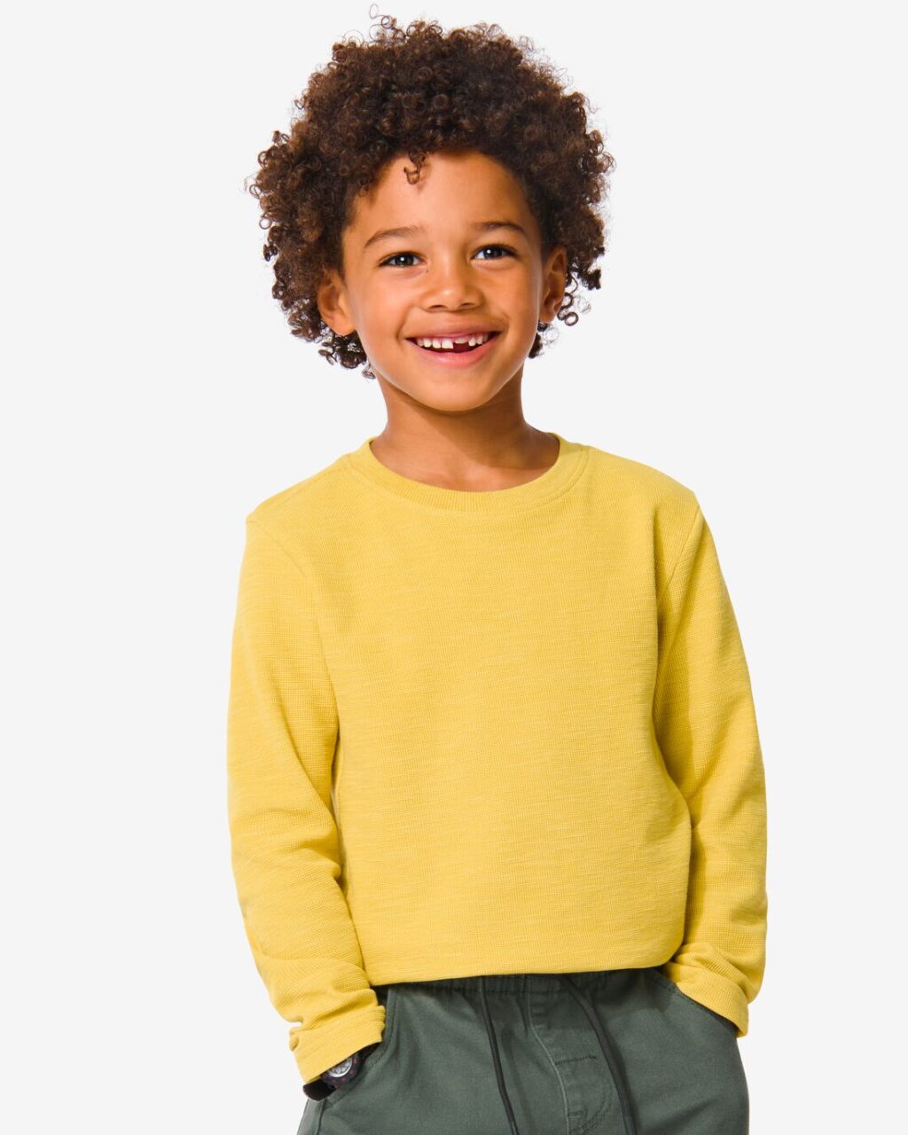 HEMA Kinder Sweater Wafel Geel (geel) ~ Spinze.nl