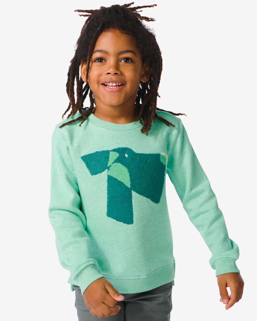 HEMA Kindersweater Met Badstof Hond Groen (groen) ~ Spinze.nl