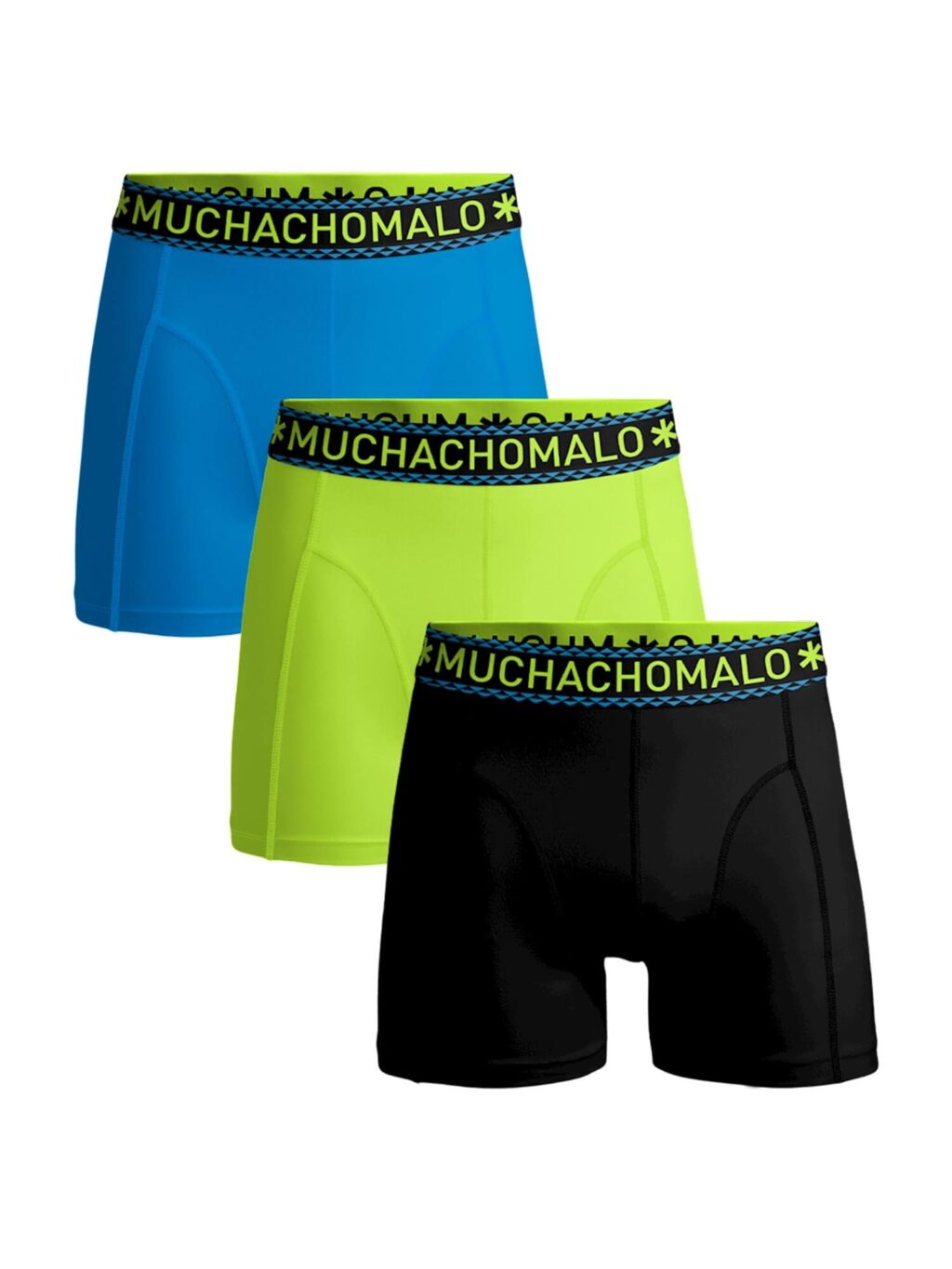 Muchachomalo Boxershorts Solid 3-pack Black Green Blue-L ~ Spinze.nl