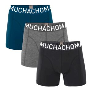 Muchachomalo Boxershorts Solid Black/Grey Melange/Blue-XXL ~ Spinze.nl