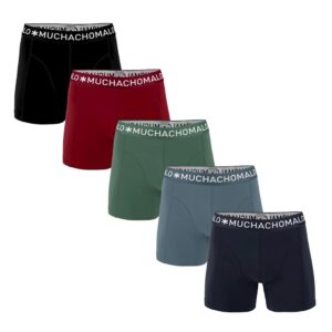 Muchachomalo Boxershorts Solid Navy Grey/Blue/Army Red/Black 5-pack-S ~ Spinze.nl
