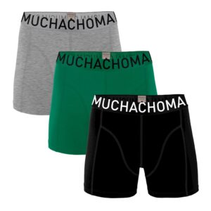 Muchachomalo boksershorts Solid Black/Green/Grey Melange 3-pack-S ~ Spinze.nl
