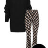 Musthave Deal Oversized Soft Trui +  Flared Broek Square Black ~ Spinze.nl