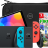 Nintendo Switch OLED Rood/Blauw + Pikmin 4 + BlueBuilt Beschermhoes ~ Spinze.nl