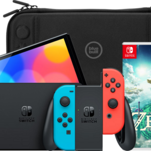 Nintendo Switch OLED Rood/Blauw + Zelda: Tears of the Kingdom + BlueBuilt Beschermhoes ~ Spinze.nl