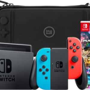 Nintendo Switch Rood/Blauw + Mario Kart 8 Deluxe + BlueBuilt Beschermhoes ~ Spinze.nl