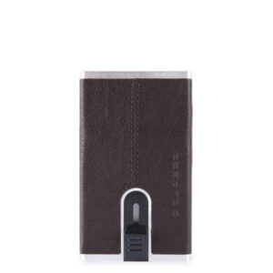 Piquadro Black Square Compact Wallet For Banknotes And Creditcards Dark Brown ~ Spinze.nl