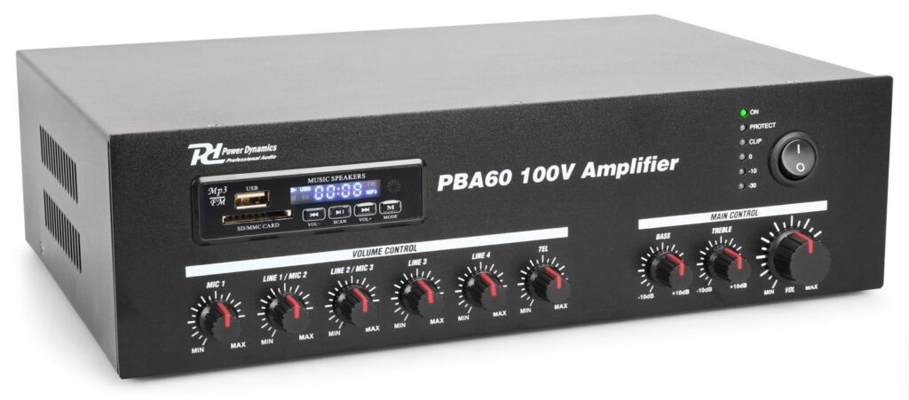 Power Dynamics PBA60 100V versterker 60W met mp3 speler