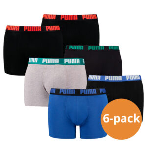 Puma Boxershorts Basic 6-pack Benjamin Blue/ Grey Teal / Black Ultra Orange-XXL ~ Spinze.nl