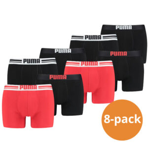 Puma Boxershorts Placed Logo 8-pack Rood/Zwart-M ~ Spinze.nl