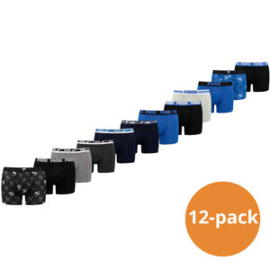 Puma Boxershorts Voordeelpakket 12-pack Black / Grey / Blue-L ~ Spinze.nl