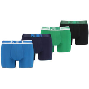 Puma boxershorts Placed Logo 4-pack Blauw/Groen-M ~ Spinze.nl
