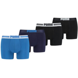 Puma boxershorts Placed Logo 4-pack Zwart/Blauw-XL ~ Spinze.nl