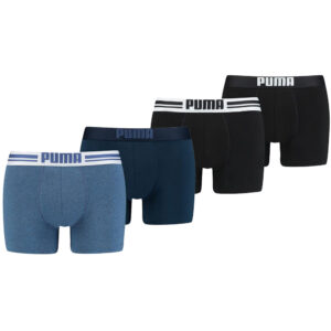 Puma boxershorts Placed Logo 4-pack Zwart/Denim-L ~ Spinze.nl