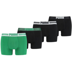 Puma boxershorts Placed Logo 4-pack Zwart/Groen-S ~ Spinze.nl