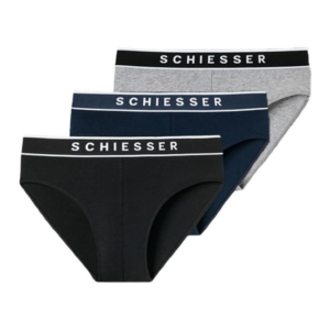 Schiesser 3-pack heren slips - zwart/donkerblauw/grijs ~ Spinze.nl